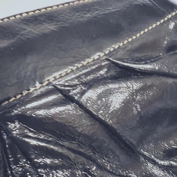 Fossil Black Leather Y2K Clutch Metal Frame Snap Shut Purse-Casual-Dinning - Picture 8 of 12